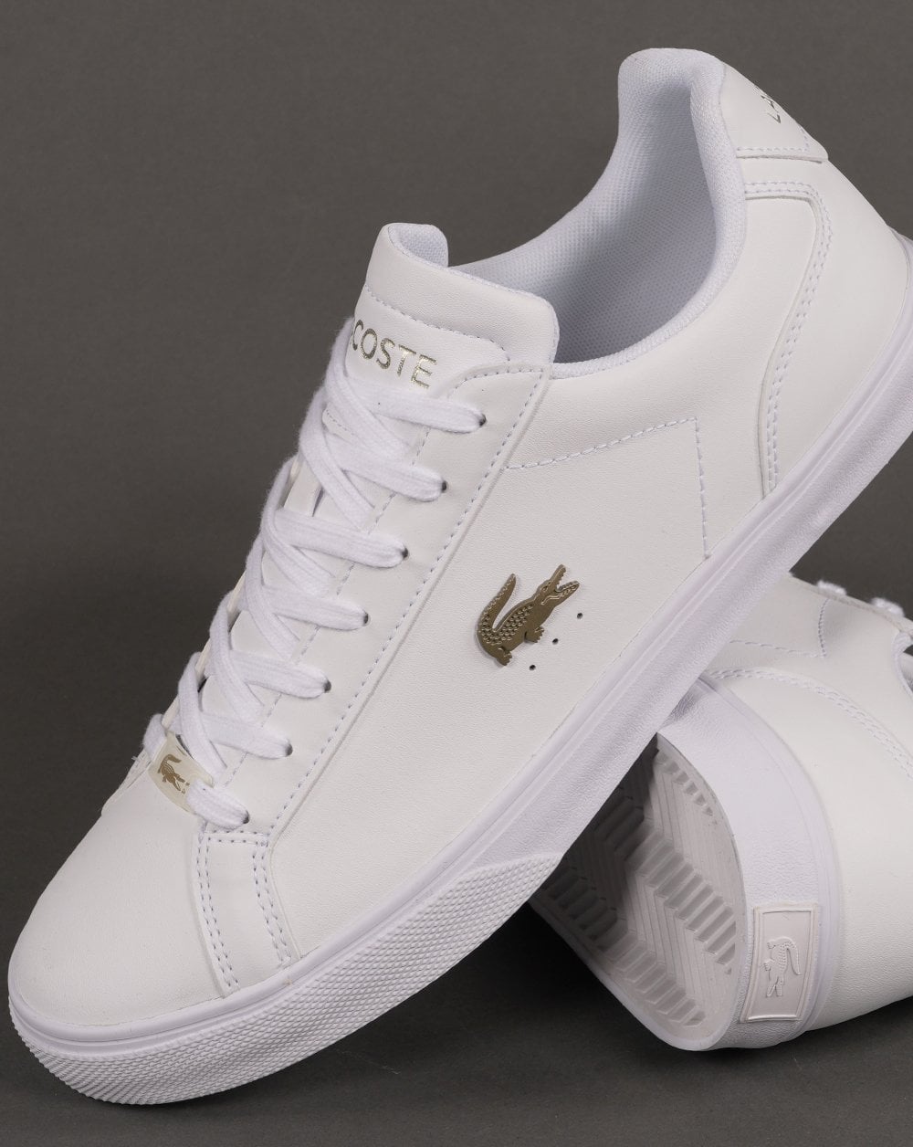Lacoste Lerond Pro Ledersneaker Weiß/Gold