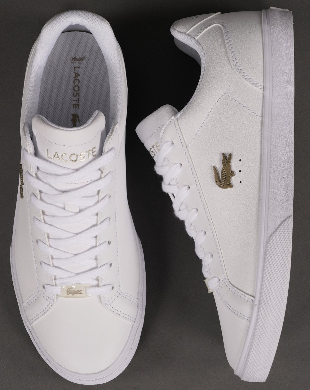 Lacoste Lerond Pro Ledersneaker Weiß/Gold