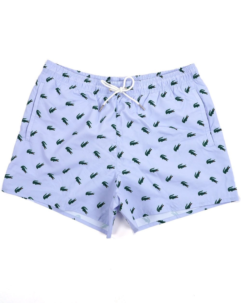 Lacoste Badeshorts mit Krokodil-Print, Hellblau