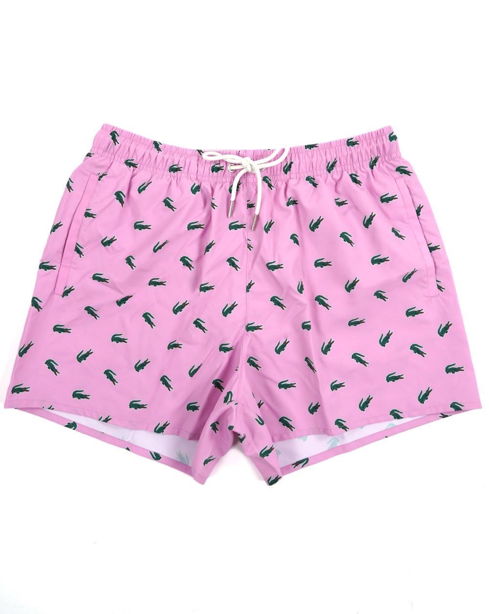 Lacoste – Badeshorts mit Krokodil-Print, Gelato Pink