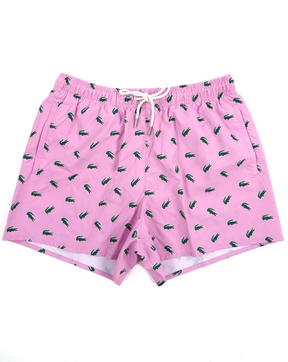 Lacoste – Badeshorts mit Krokodil-Print, Gelato Pink
