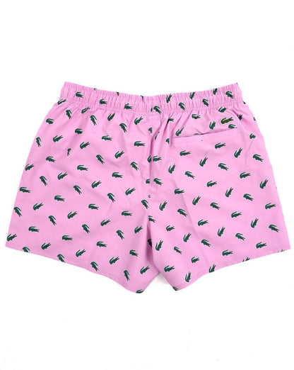 Lacoste – Badeshorts mit Krokodil-Print, Gelato Pink