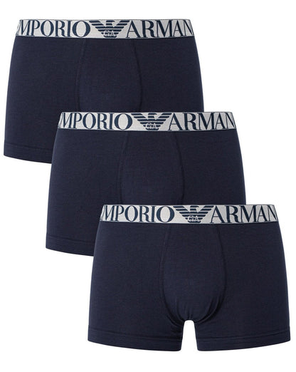 Emporio Armani – 3er-Pack Boxershorts, Marineblau/Silber