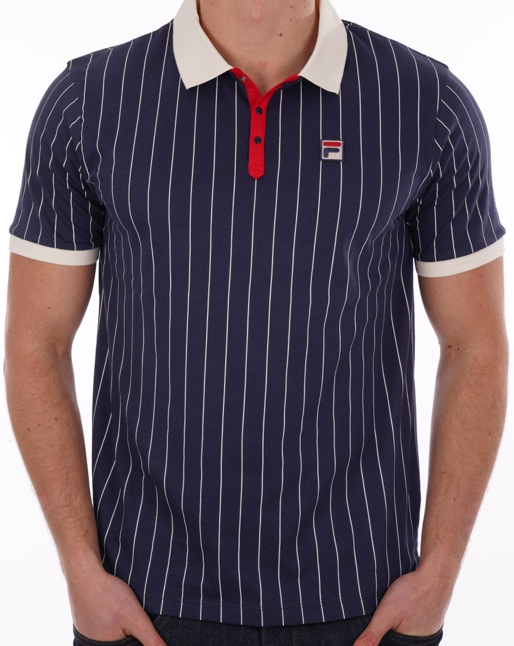 Fila Vintage BB1 ​​Poloshirt Marineblau/Gardenie/Rot