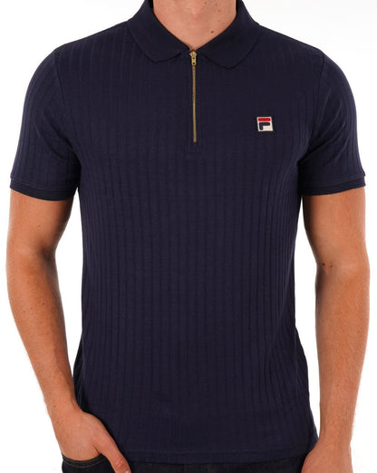 Fila Vintage Poloshirt mit Reißverschluss, Marineblau