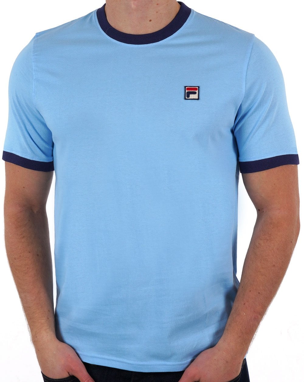 Fila Vintage Ringer T Shirt Sky Blue/Navy
