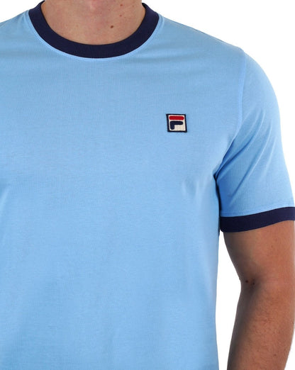 Fila Vintage Ringer T-Shirt Himmelblau/Marineblau
