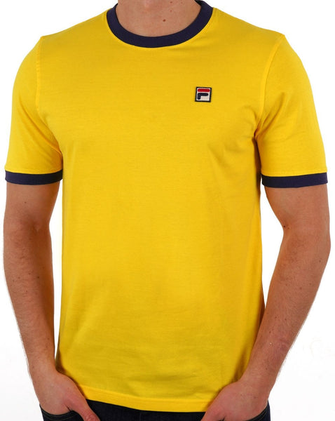 Fila Vintage Ringer T Shirt Yellow/Navy