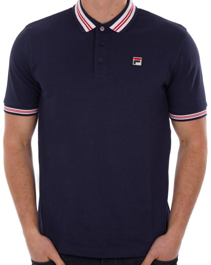 Fila – Poloshirt mit Vintage-Streifen und Marineblau