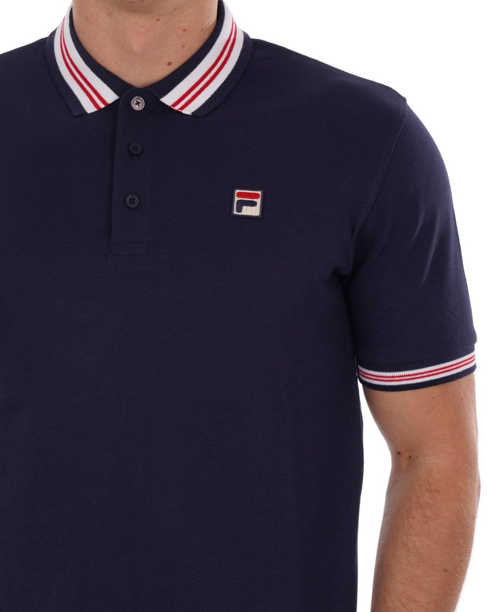 Fila – Poloshirt mit Vintage-Streifen und Marineblau