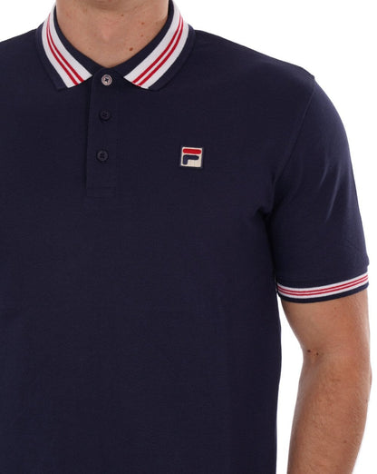 Fila – Poloshirt mit Vintage-Streifen und Marineblau