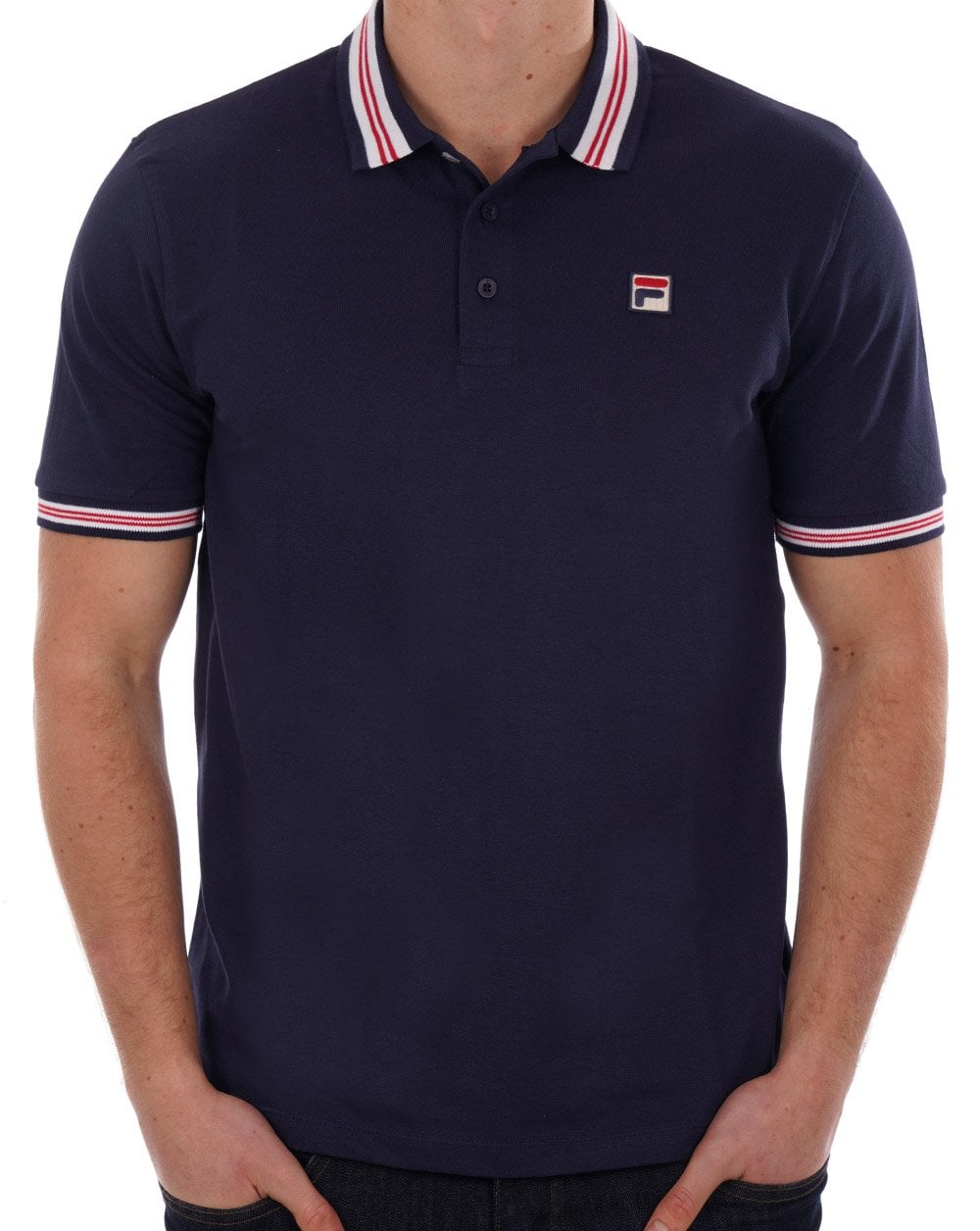 Fila – Poloshirt mit Vintage-Streifen und Marineblau