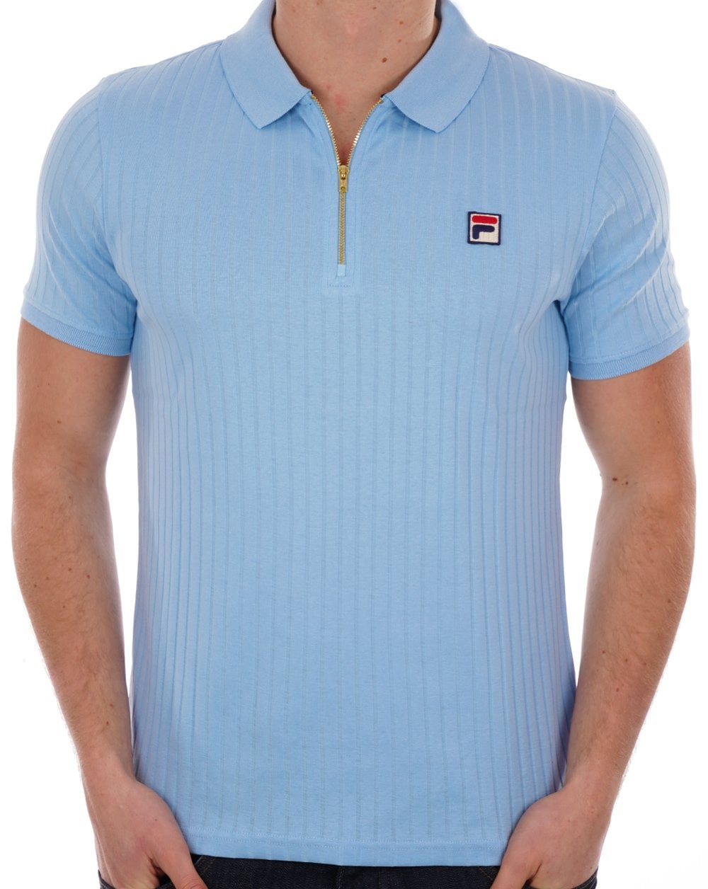 Fila Vintage Poloshirt mit Reißverschluss, Himmelblau