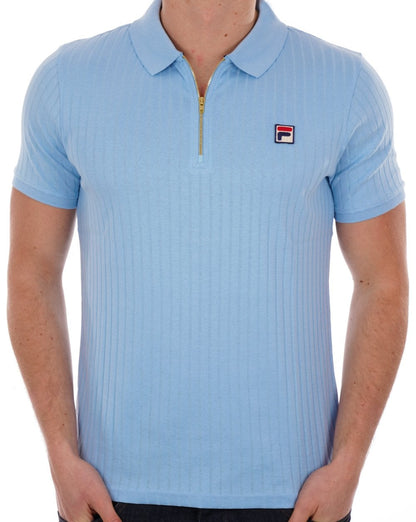 Fila Vintage Poloshirt mit Reißverschluss, Himmelblau