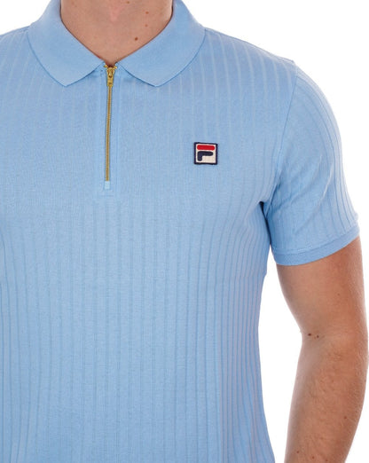Fila Vintage Poloshirt mit Reißverschluss, Himmelblau