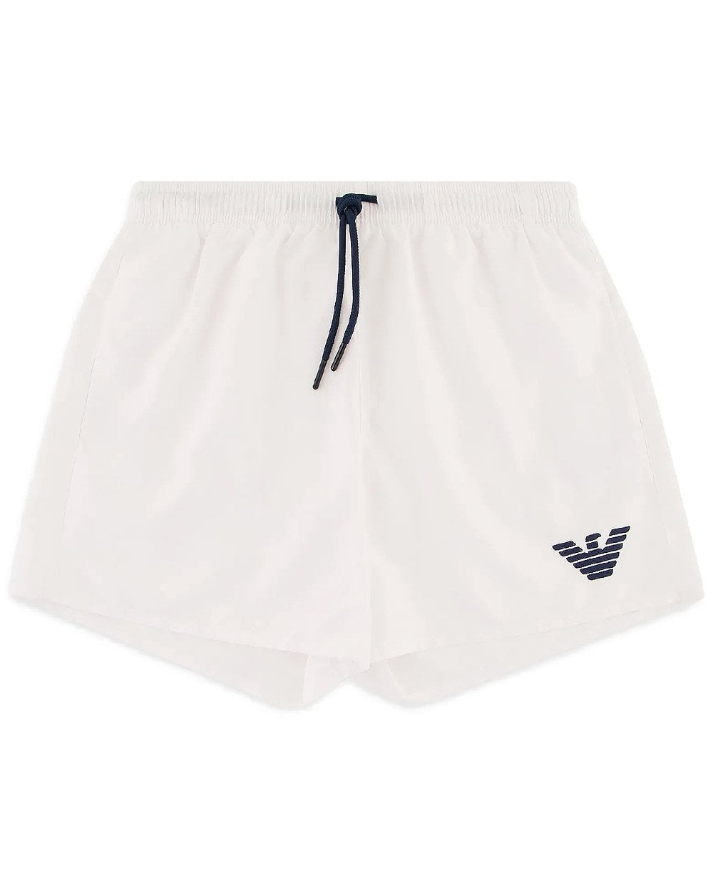 Emporio Armani – Badeshorts mit Adler-Motiv, Weiß/Marineblau
