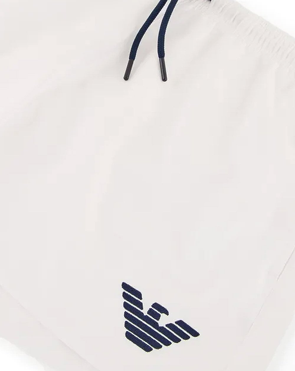 Emporio Armani – Badeshorts mit Adler-Motiv, Weiß/Marineblau