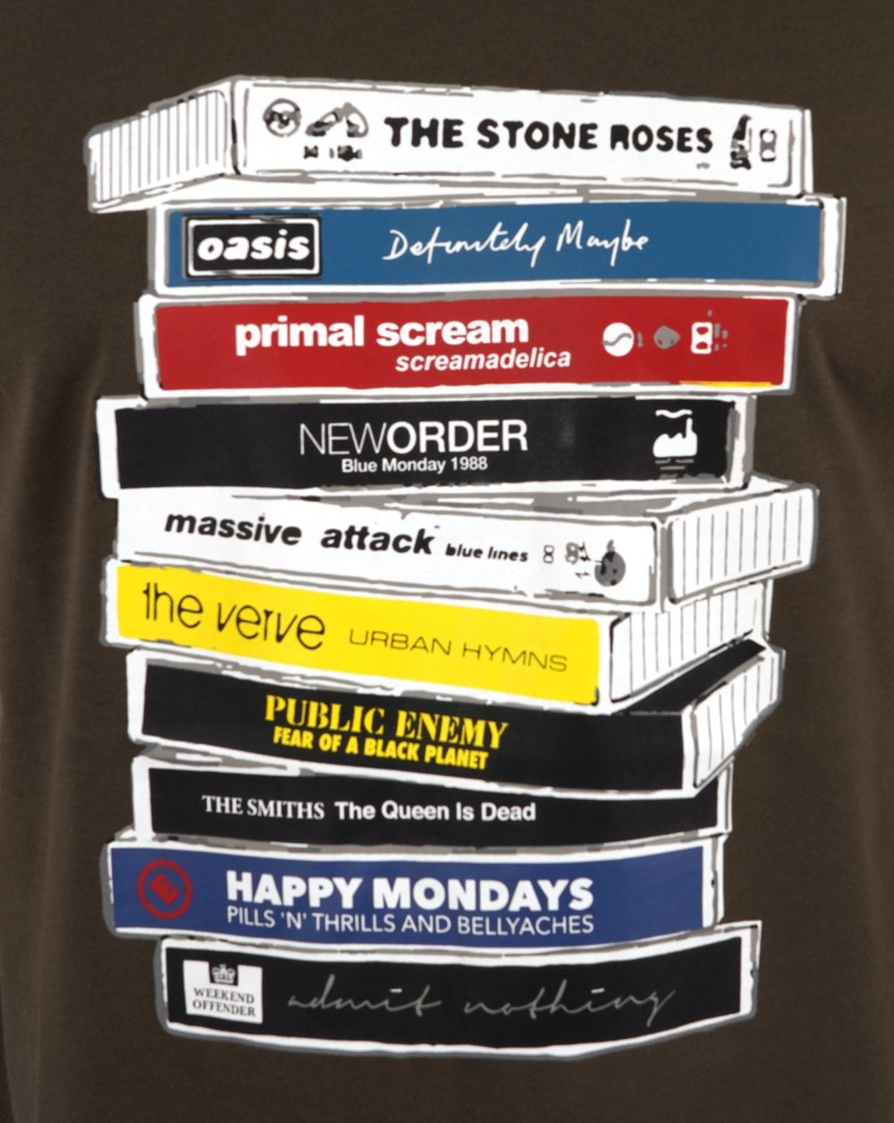 Weekend Offender Cassettes T-Shirt Khaki Grün