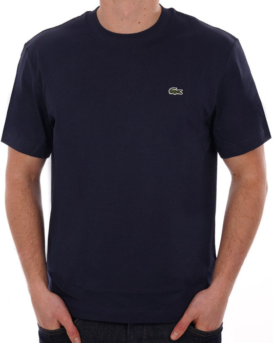 Lacoste – T-Shirt aus Baumwolljersey in klassischer Passform, Marineblau