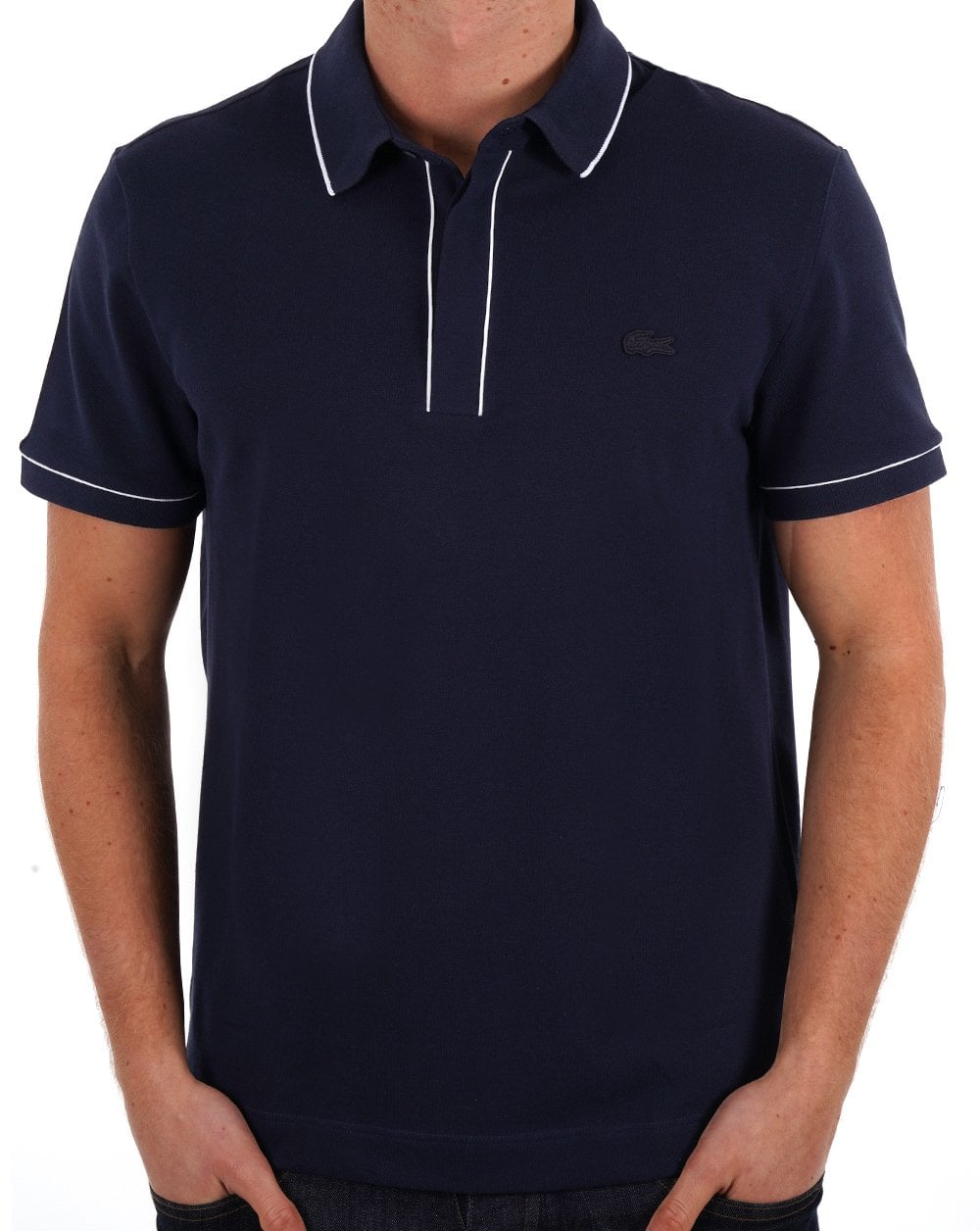 Lacoste – Poloshirt mit Streifen in Marineblau