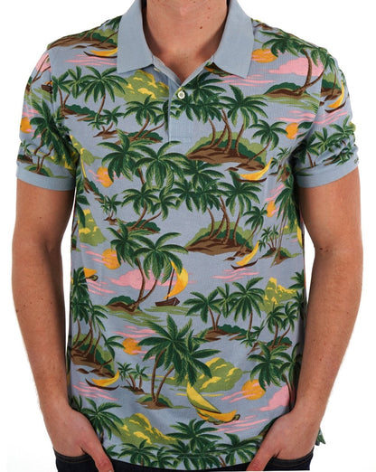 Gant Poloshirt mit Hawaii-Print, Taubenblau