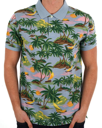 Gant Poloshirt mit Hawaii-Print, Taubenblau