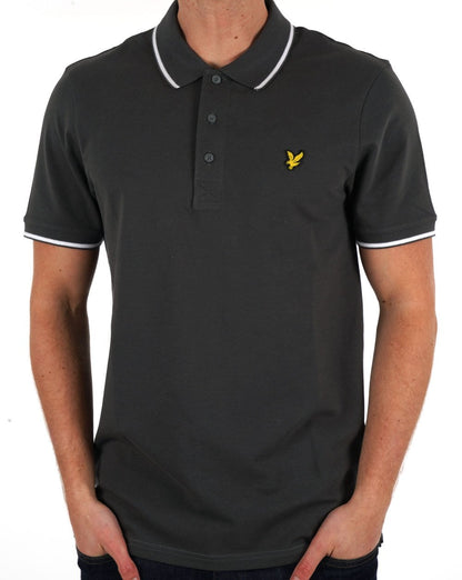 Lyle &amp; Scott Poloshirt mit Streifen in Gun Metal/Weiß
