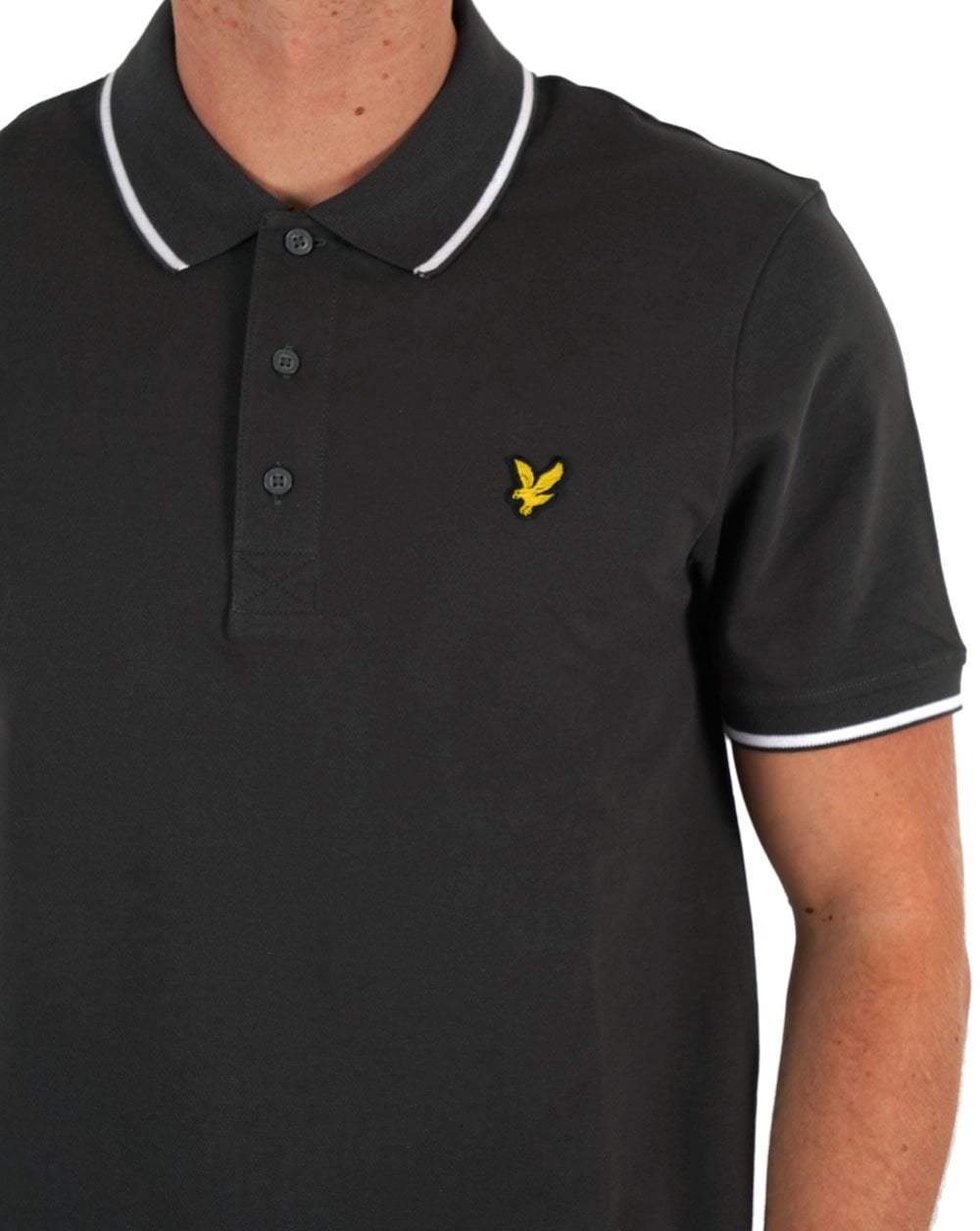 Lyle &amp; Scott Poloshirt mit Streifen in Gun Metal/Weiß
