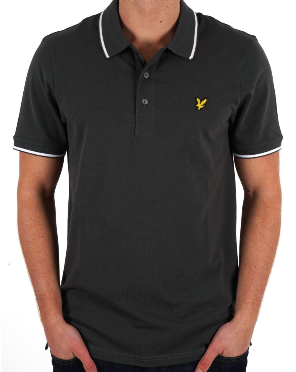Lyle &amp; Scott Poloshirt mit Streifen in Gun Metal/Weiß
