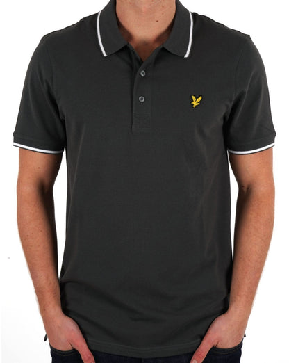 Lyle &amp; Scott Poloshirt mit Streifen in Gun Metal/Weiß