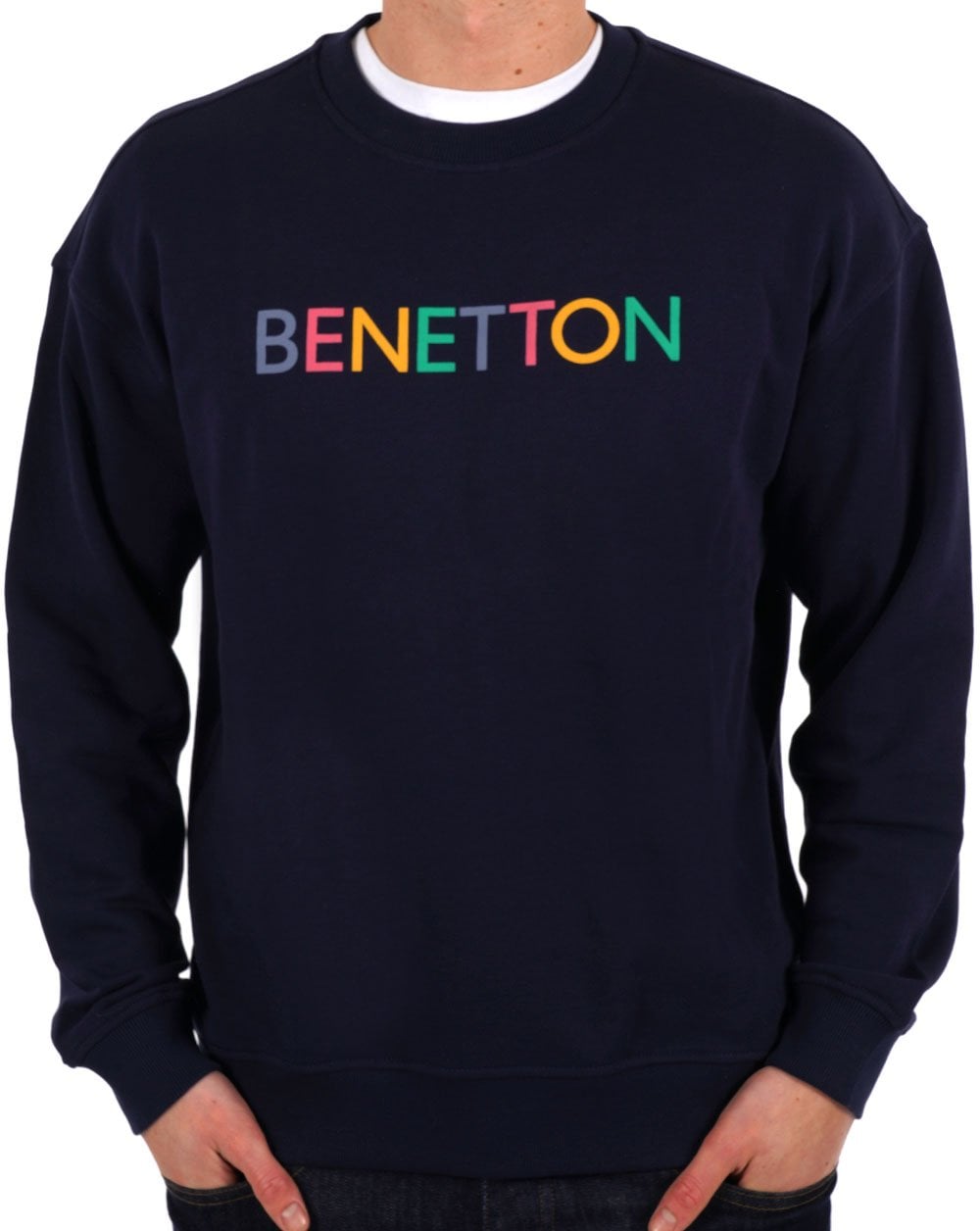 Benetton Mehrfarbiges Logo-Sweatshirt Marineblau 2