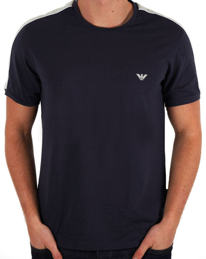 Emporio Armani – Loungewear-T-Shirt mit Taping, Marineblau