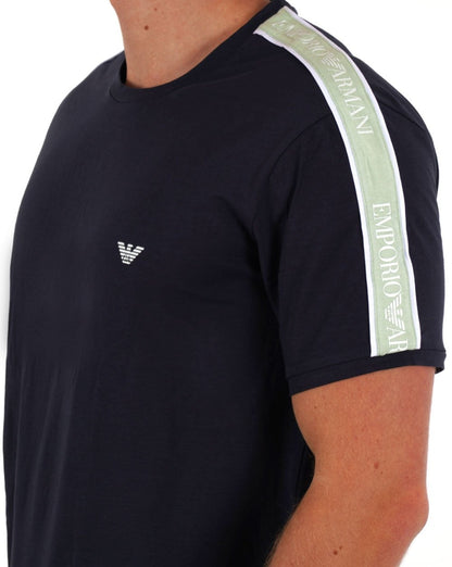 Emporio Armani – Loungewear-T-Shirt mit Taping, Marineblau
