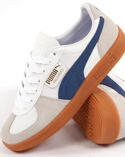 Puma Palermo Leder-Sneaker Weiß/Marineblau