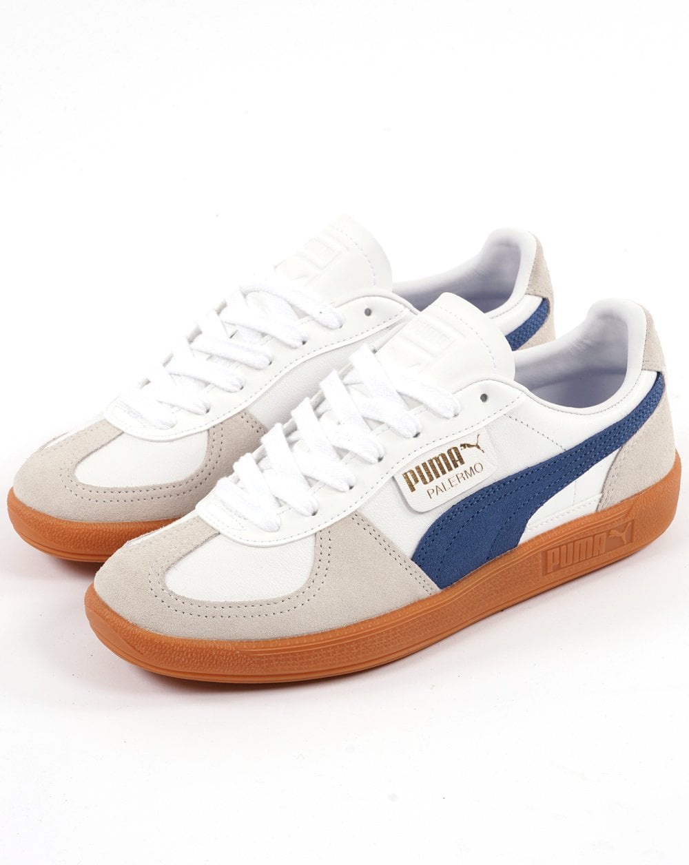 Puma Palermo Leder-Sneaker Weiß/Marineblau