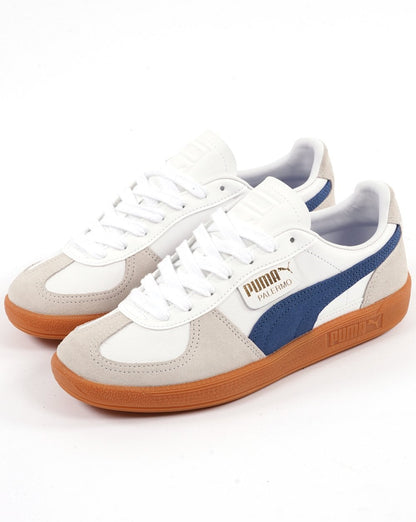Puma Palermo Leder-Sneaker Weiß/Marineblau