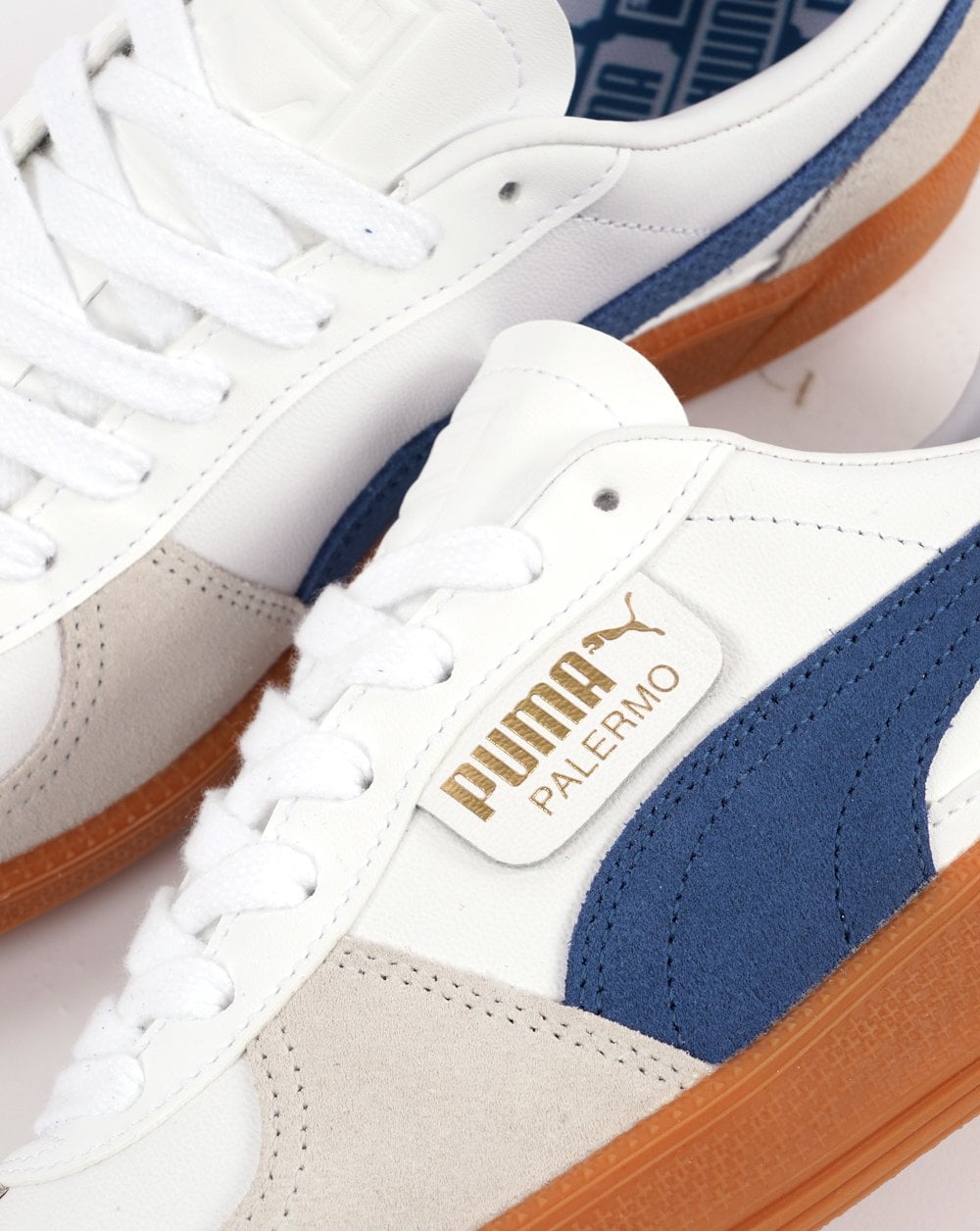 Puma Palermo Leder-Sneaker Weiß/Marineblau
