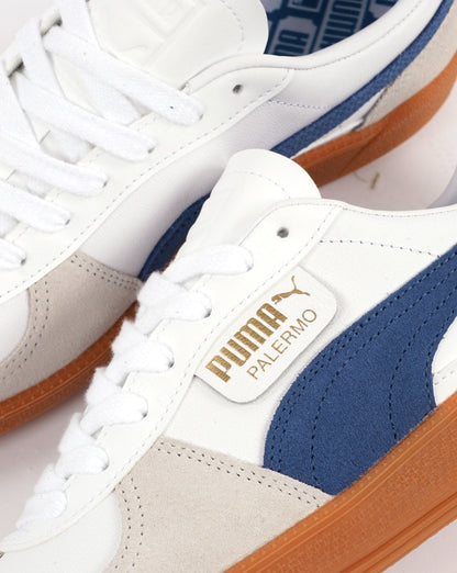 Puma Palermo Leder-Sneaker Weiß/Marineblau