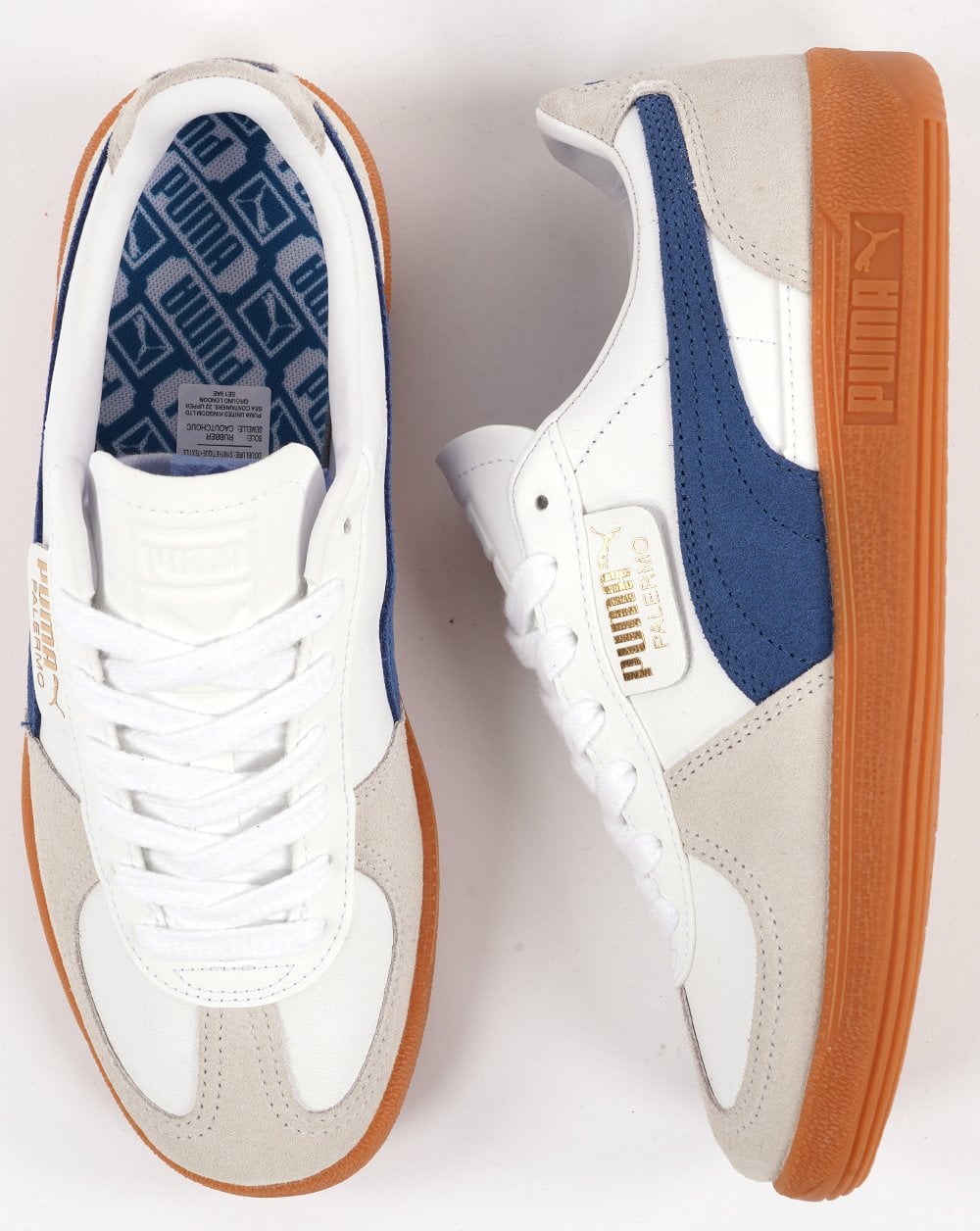 Puma Palermo Leder-Sneaker Weiß/Marineblau