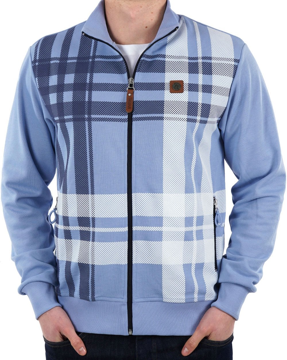 Trojan Check Trainingsjacke in Himmelblau