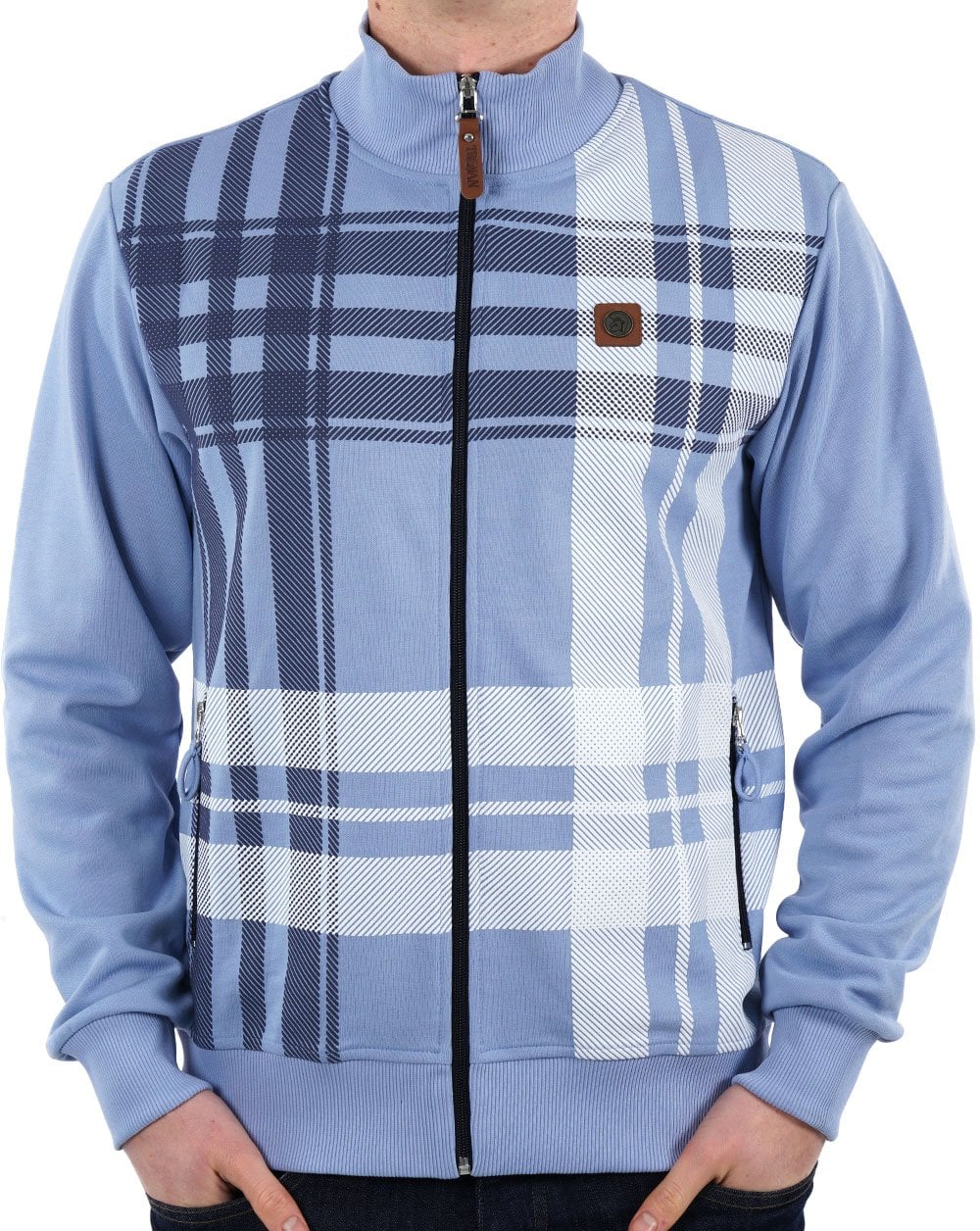 Trojan Check Trainingsjacke in Himmelblau