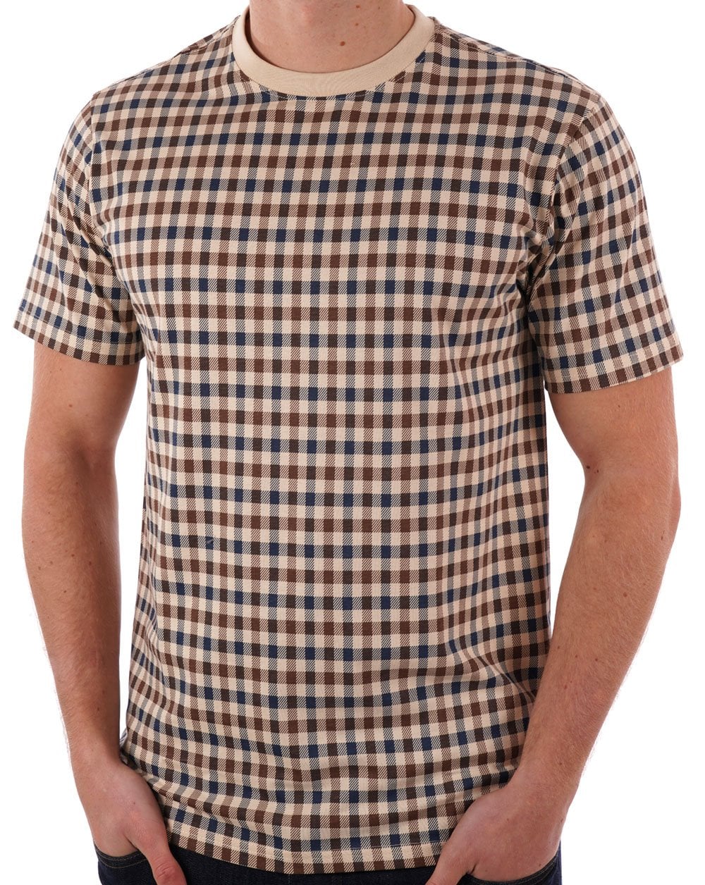 Aquascutum Club Kariertes T-Shirt Beige