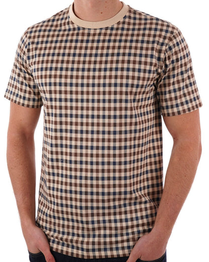 Aquascutum Club Kariertes T-Shirt Beige