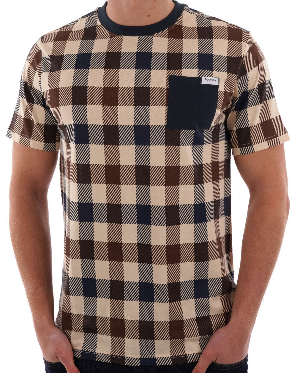 Aquascutum Macro Check T-Shirt Marineblau