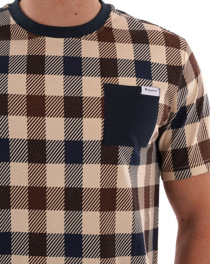 Aquascutum Macro Check T-Shirt Marineblau