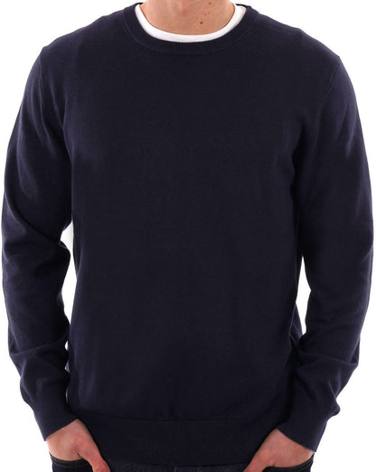 Aquascutum – Strickpullover mit kariertem Ellbogenpatch, Marineblau