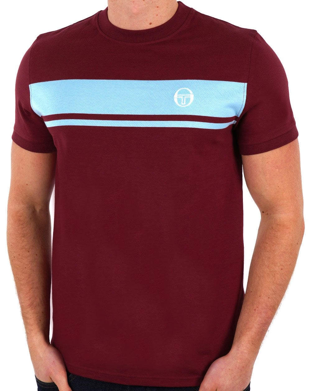 Sergio Tacchini Masters T-Shirt Weinrot/Himmelblau