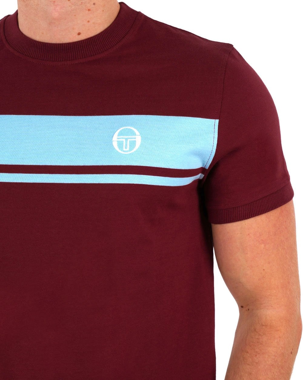 Sergio Tacchini Masters T-Shirt Weinrot/Himmelblau