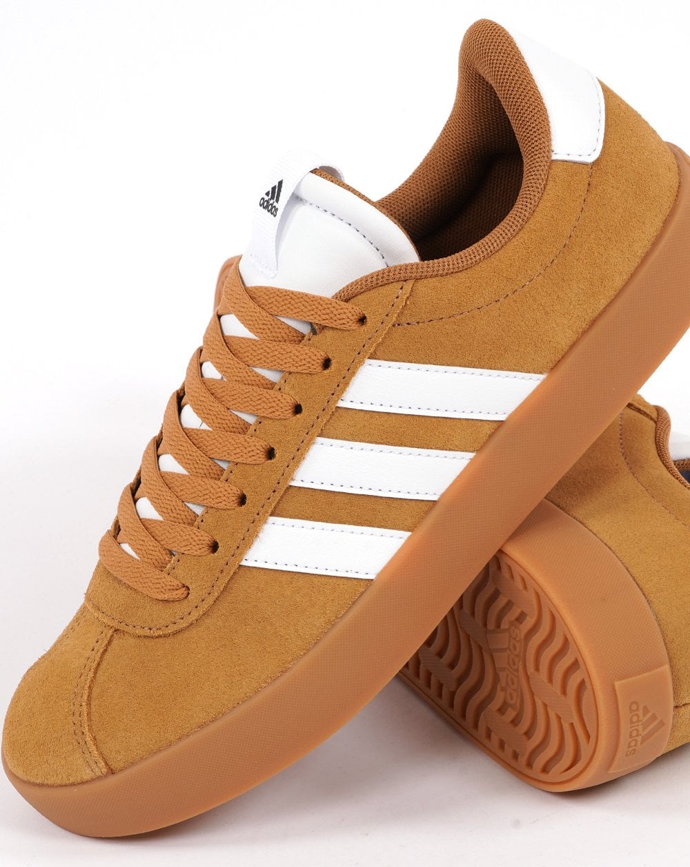 Adidas VL Court Trainers Mesa Tan Weiß mit Gummi