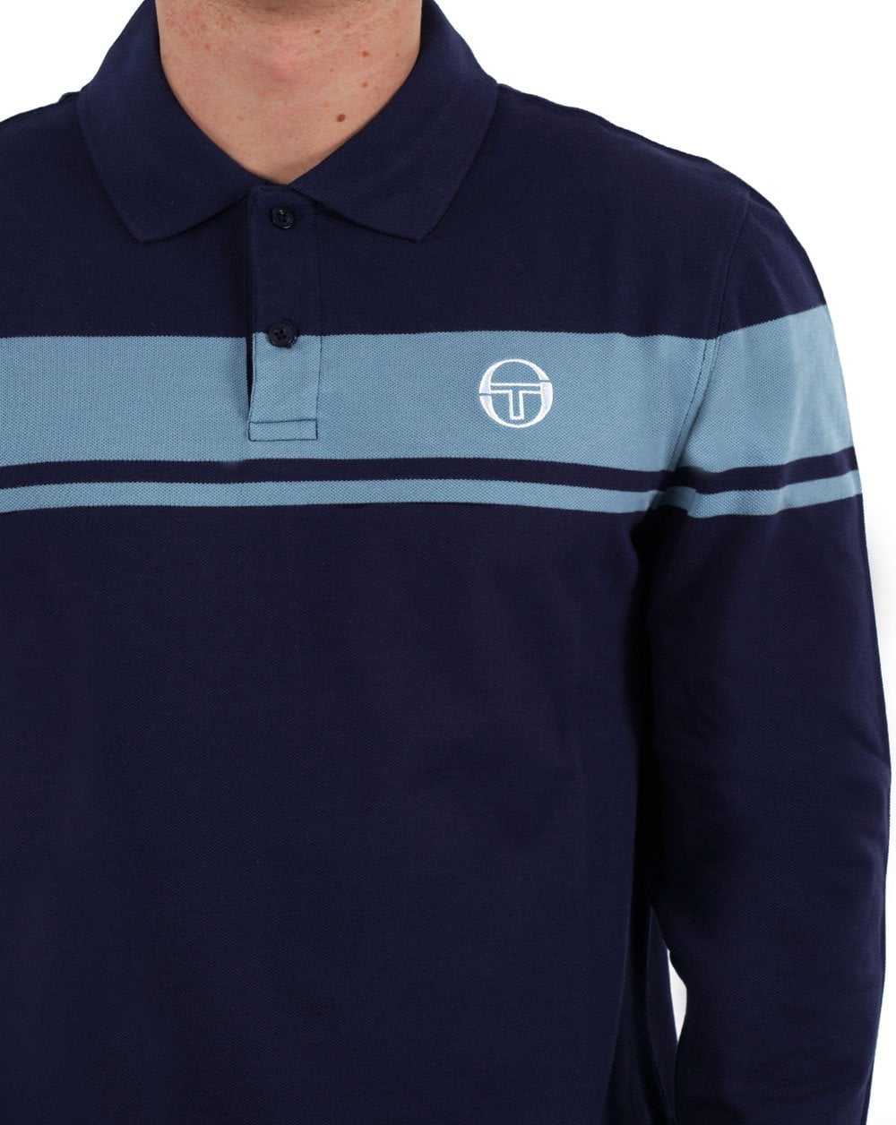Sergio Tacchini Young Line Langarm-Poloshirt Marineblau/Hellblau